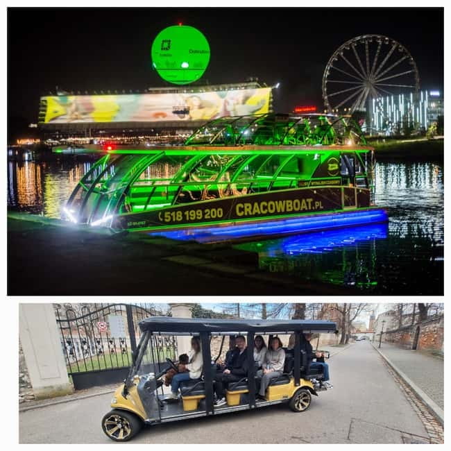 City Tour Cracow golf car plus Cruise on the Vistula River. - A fast start at the Barbican and Florian Gate