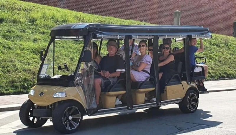 City Tour Cracow golf car plus Cruise on the Vistula River. - From the golf car to a Vistula catamaran