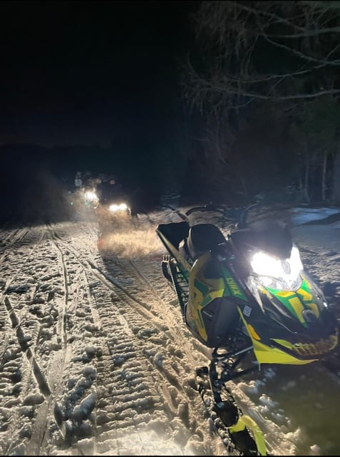 From Krakow: Zakopane Snowmobile NIGHT Ride, Bonfire, - Learning the snowmobile before the trail